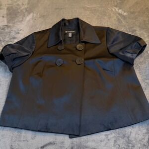 INC International Concepts Black Double Breasted Short Sleeve Jacket Women XL